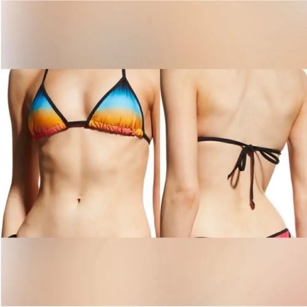 The Attico NWT Ombre Print Multi Color Triangle Bikini Top Size XS
